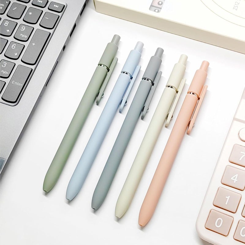Morandi Gel Ink Pen Set - 5 Pcs 0 . 5mm Fine Point Black Ink Pens for Smooth Writing - Image 2
