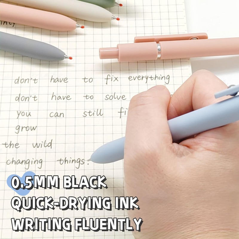 Morandi Gel Ink Pen Set - 5 Pcs 0 . 5mm Fine Point Black Ink Pens for Smooth Writing - Image 5