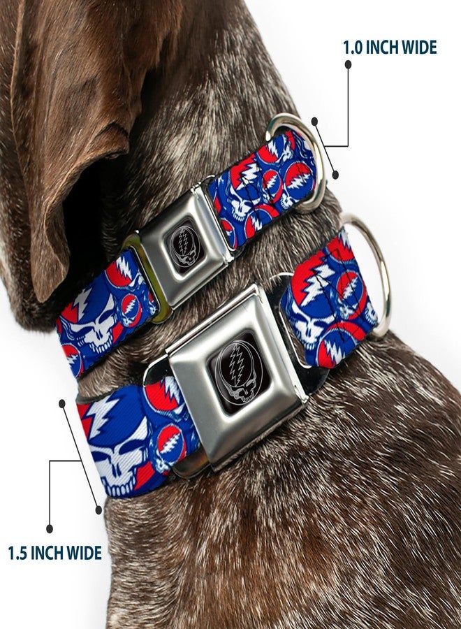 Buckle Down Buckle-Down Seatbelt Buckle Dog Collar - Steal Your Face Stacked Red/White/Blue - 1" Wide - Fits 11-17" Neck - Medium - Image 2