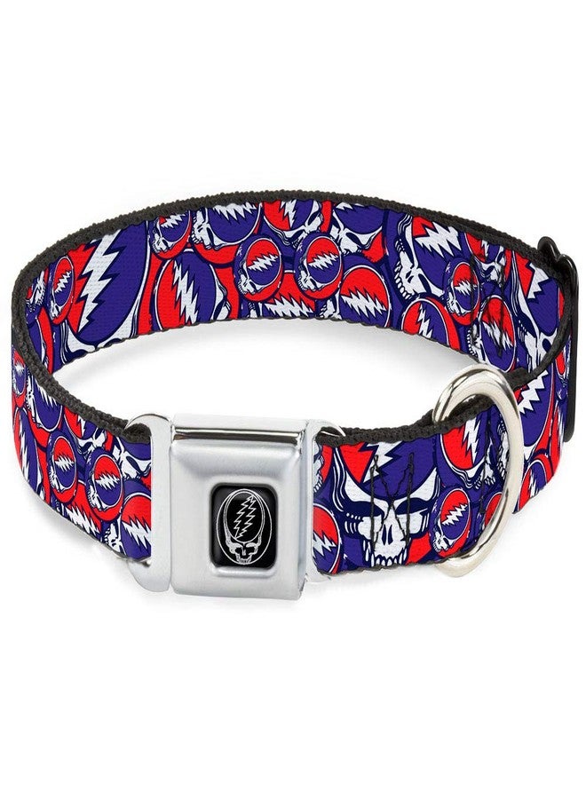 Buckle Down Buckle-Down Seatbelt Buckle Dog Collar - Steal Your Face Stacked Red/White/Blue - 1" Wide - Fits 11-17" Neck - Medium - Image 1
