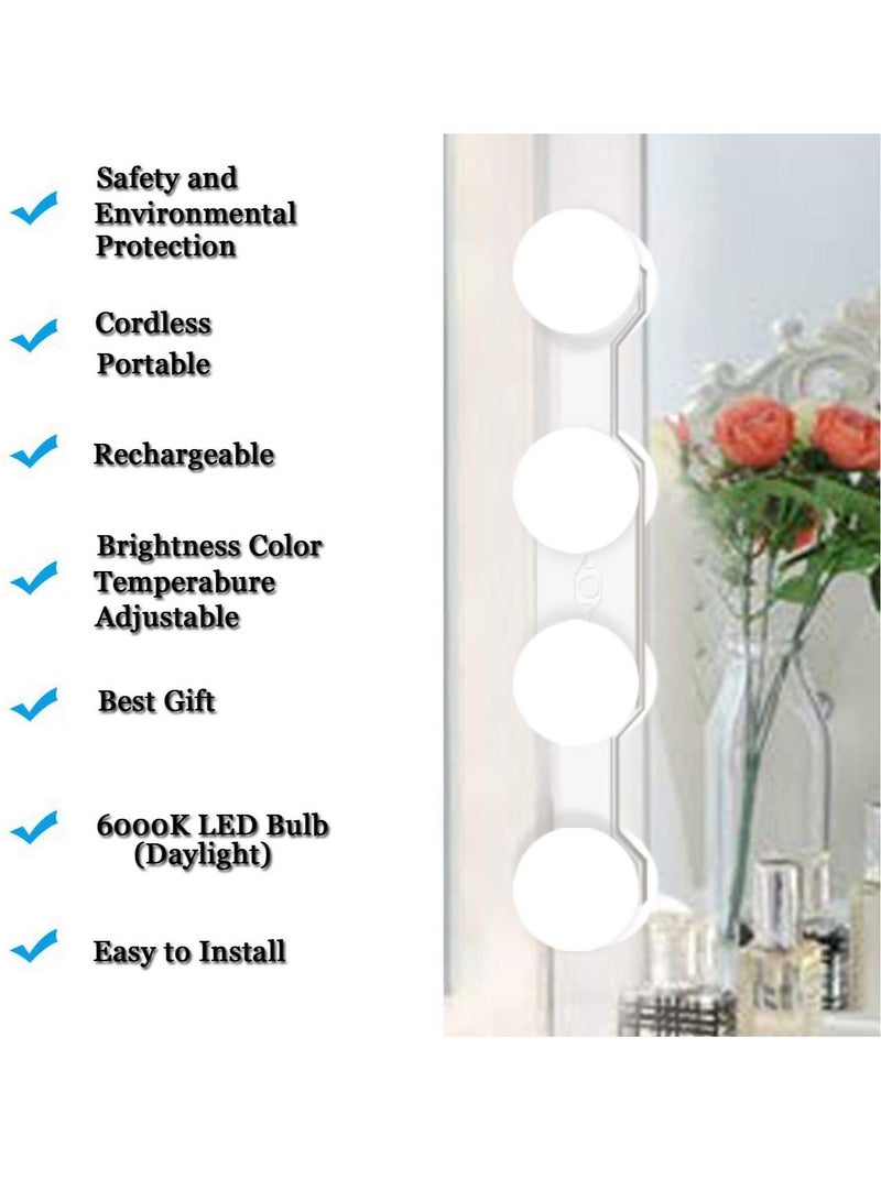 ELTRAZONE Cordless Rechargeable LED Vanity Mirror Lights - Portable Professional Makeup Lights with 4 LED Bulbs - Image 2