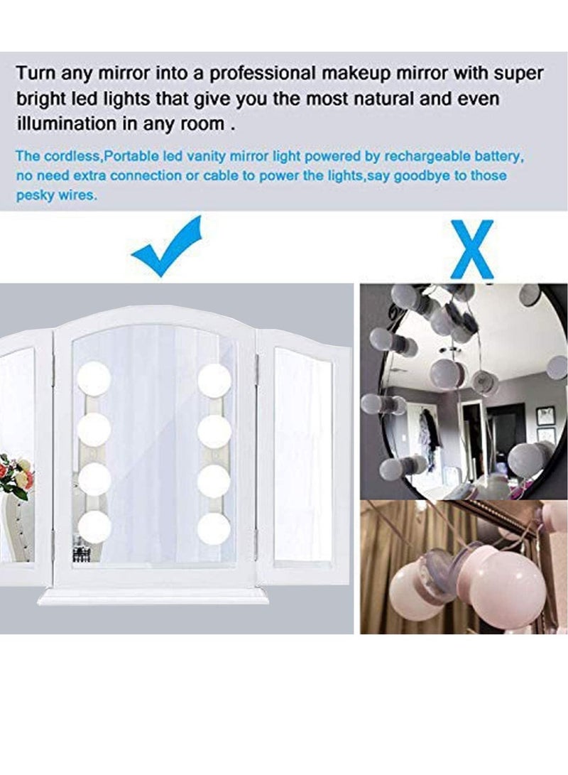 ELTRAZONE Cordless Rechargeable LED Vanity Mirror Lights - Portable Professional Makeup Lights with 4 LED Bulbs - Image 3