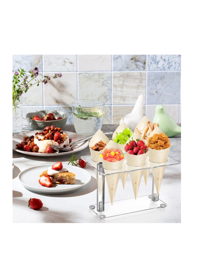 KASTWAVE 2 Pack Acrylic Cone Holder with 6 Holes, Clear Ice Cream Display Stand, Waffle Roll Cone Holder, Cone Holder Stand for Wedding, Birthday, Restaurant, Party - Image 5