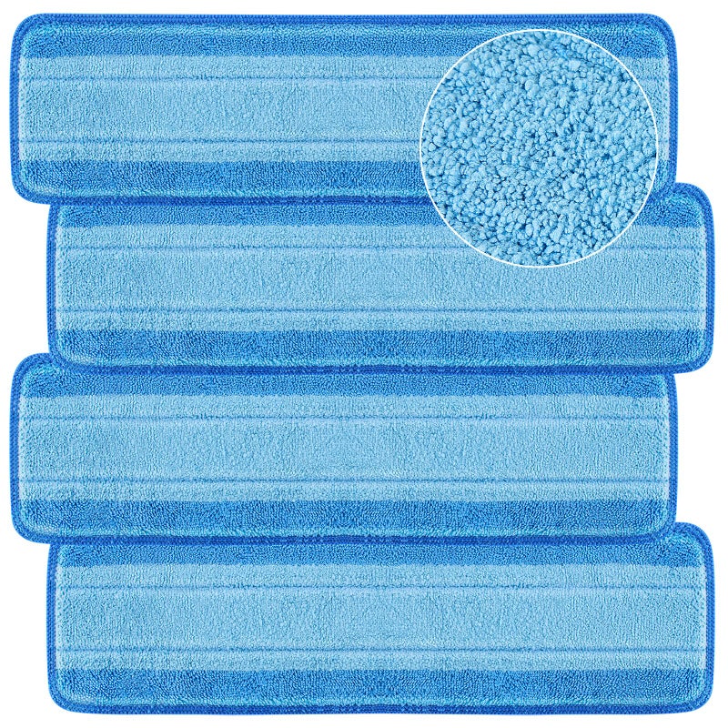 4 PCS Replacement Mop Pads Microfiber Cleaning Mop Compatible with Bona Mop Washable Reusable Mop Refill Pads for Hardwood Floor18 Inch Blue