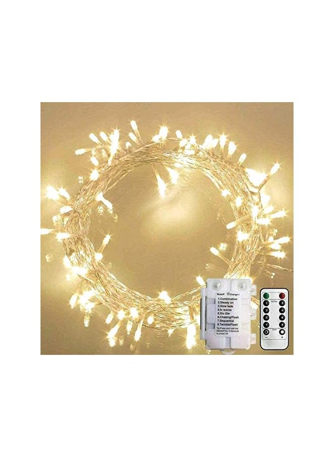 The Bros 36ft 100 LED Battery Operated LED Lights with Automatic Timer for Outdoor Garden Patio Lawn Party (8 Modes, Lighting, IP65 Waterproof, Warm White) FOR Party New Year Christmas Ramadan  - Image 2
