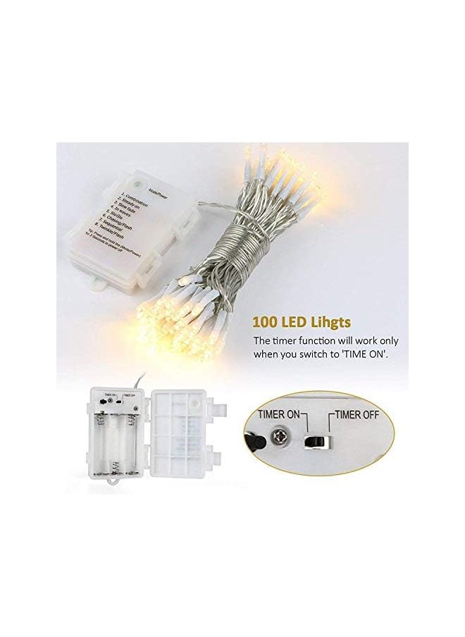 The Bros 36ft 100 LED Battery Operated LED Lights with Automatic Timer for Outdoor Garden Patio Lawn Party (8 Modes, Lighting, IP65 Waterproof, Warm White) FOR Party New Year Christmas Ramadan  - Image 3