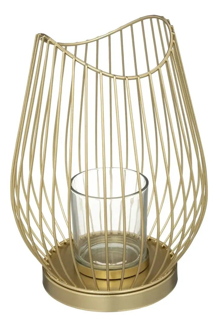 atmosphera VERRE,LANTERN,CANDEL HOLDER,D17XH23.5CMS,GOLD,METAL-189199A - Image 2