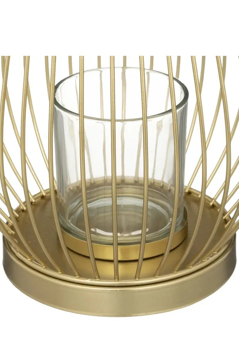 atmosphera VERRE,LANTERN,CANDEL HOLDER,D17XH23.5CMS,GOLD,METAL-189199A - Image 3