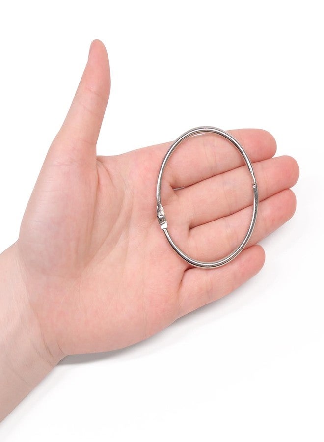Coideal Metal Shower Curtain Rings - 20 Pack 2 Inch Large Silver Round Loop for Hanging Drapes, Easy Open and Close (50 mm) - Image 2