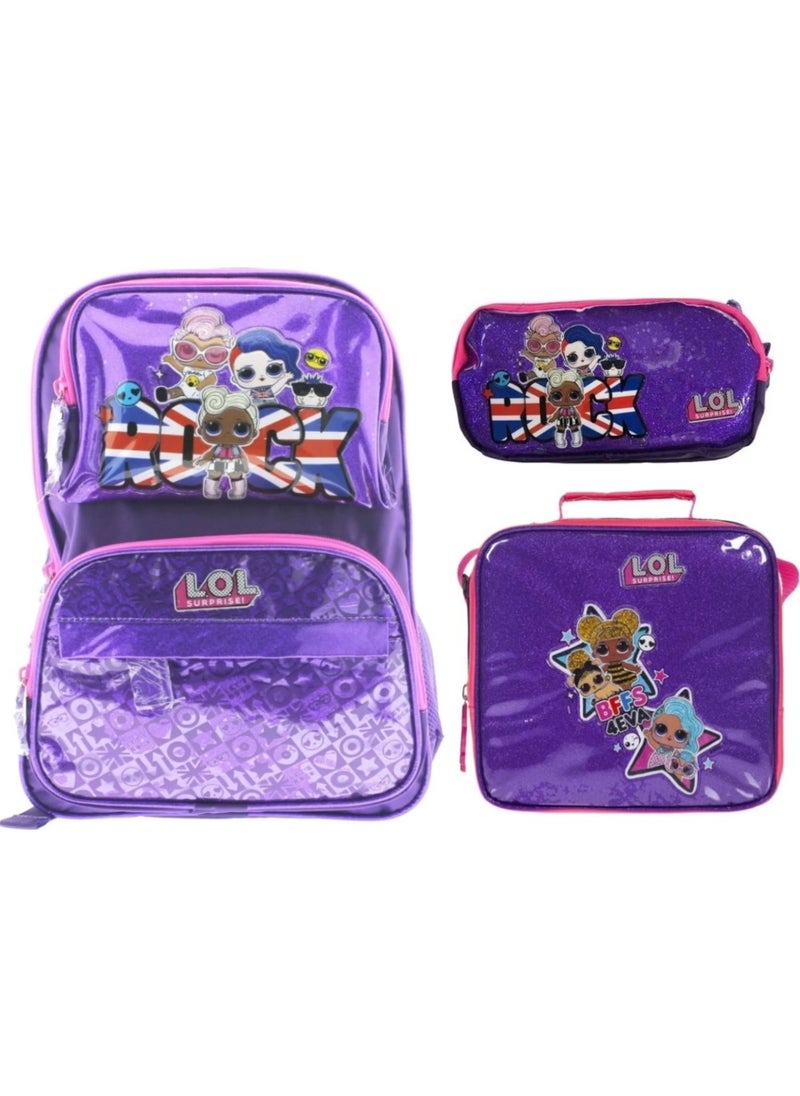 L.O.L. SURPRISE! Purple School Bag-Lunch Box-Pencil Case Set  - Image 1