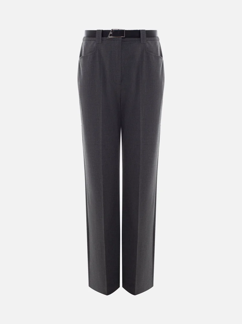 Lichi Straight suiting trousers with stitched creases and a belt