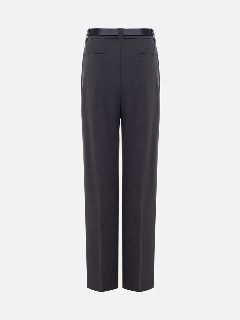 Lichi Straight suiting trousers with stitched creases and a belt