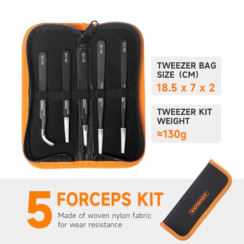 TOWOT Precision Tweezers, Pointed Tweezers for Electronics, Anti-static Stainless Steel Long Tweezers for Crafts, Soldering, Welding, and Jewelry Making Industrial Tweezers - Image 5