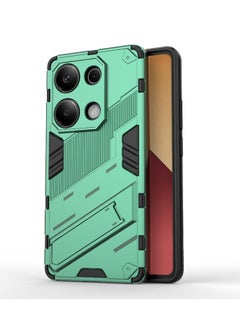 حافظة هاتف Punk Armor 2 في 1 مقاومة للصدمات من مادة TPU مع حامل غير مرئي لهاتف Xiaomi Redmi Note 13 Pro 4G (أخضر)
