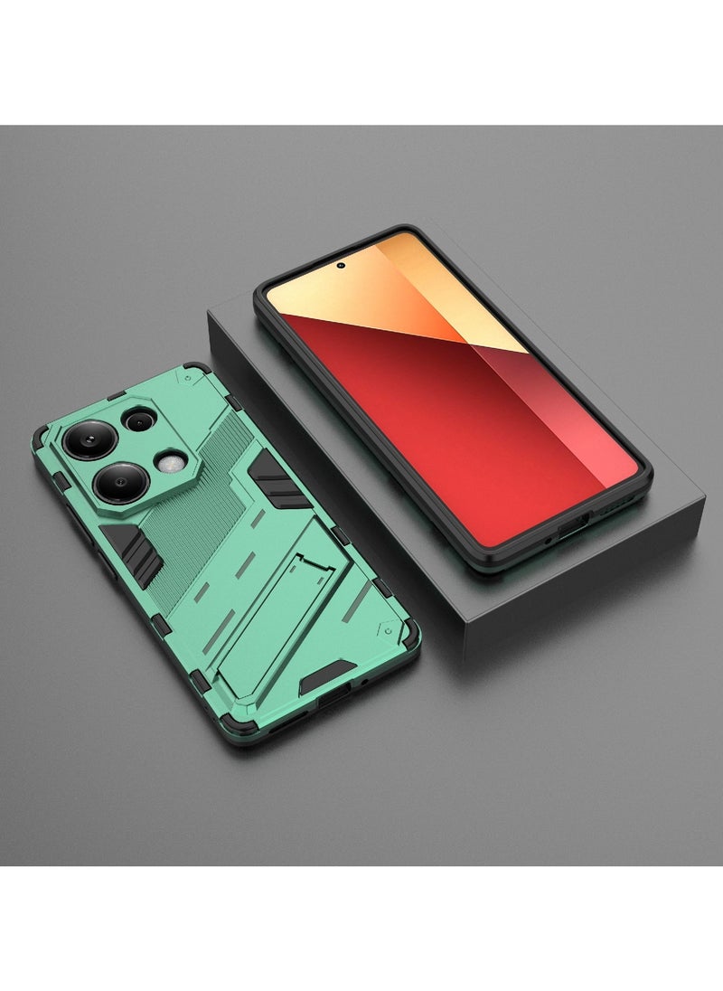 ماركة غير محددة - حافظة هاتف Punk Armor 2 في 1 مقاومة للصدمات من مادة TPU مع حامل غير مرئي لهاتف Xiaomi Redmi Note 13 Pro 4G (أخضر) - Image 1
