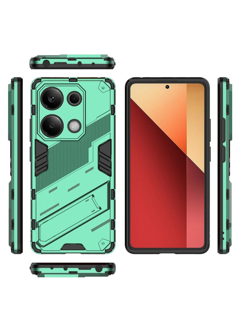 ماركة غير محددة - حافظة هاتف Punk Armor 2 في 1 مقاومة للصدمات من مادة TPU مع حامل غير مرئي لهاتف Xiaomi Redmi Note 13 Pro 4G (أخضر) - Image 1