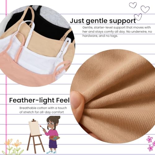 Popular Cotton Girls Training Bra - Crop Cami Training Bras for Girls w Adjustable Straps. Bra Pack 5 PK Brights 7/8 - Image 4
