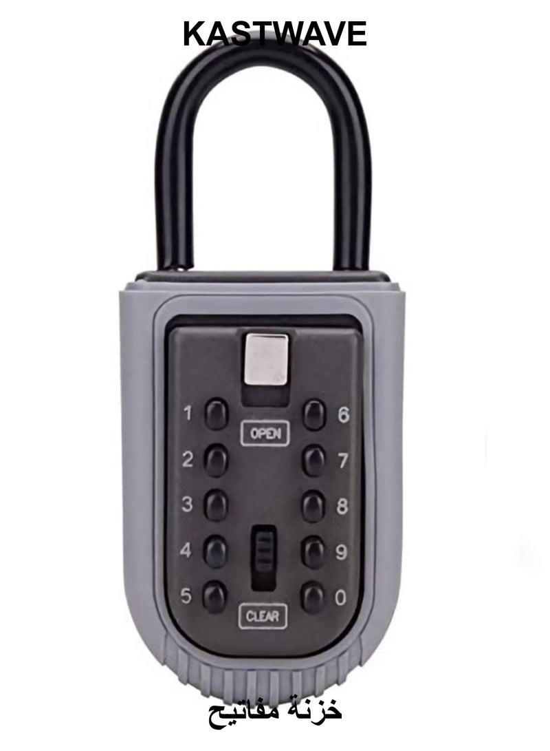 KASTWAVE Key Safe, Portable Weatherproof Lock Box for Keys Outdoor with Removable Shackle, Hangable Combination Key Lock Box for Home Office Garage School Airbnb to Share - Image 1