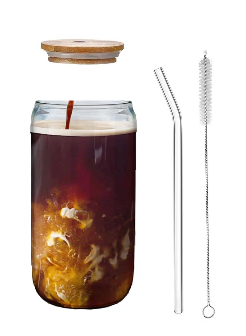 16oz Coffee Cup Water Glasses 1Pack Coffee Cups with Lids and Straw  - Image 1