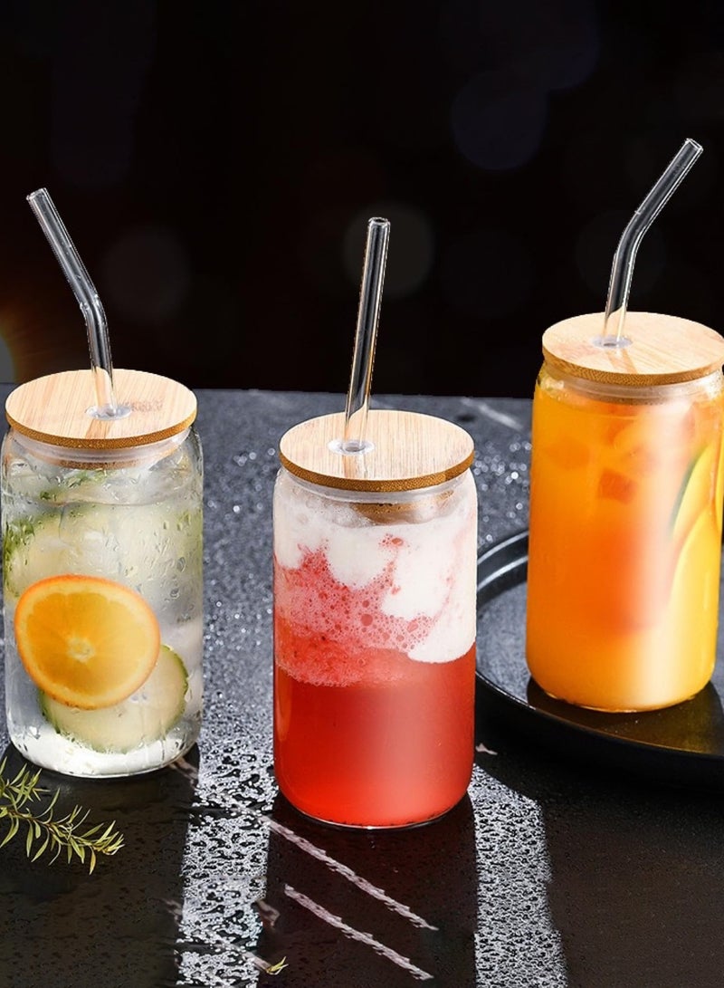 يو لين كوب شرب سعة 16 أونصة مع غطاء من القش، أكواب قهوة مثلجة، كوب زجاجي عتيق للشاي والعصير والصودا والعصائر - Image 5