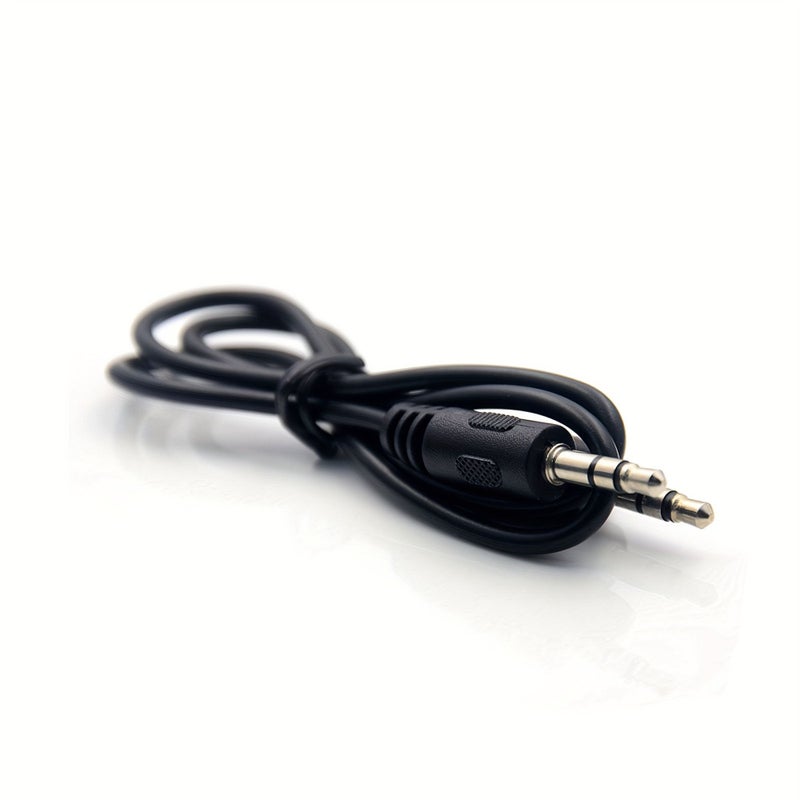 Set Of Two 3 5mm Auxiliary Audio Cables Stereo Speakers Vehicle Home Audio Systems Male To Male Connectors Black - Image 1