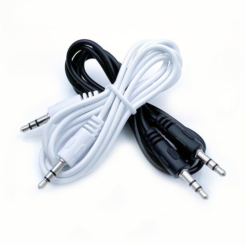 Set Of Two 3 5mm Auxiliary Audio Cables Stereo Speakers Vehicle Home Audio Systems Male To Male Connectors Black - Image 5