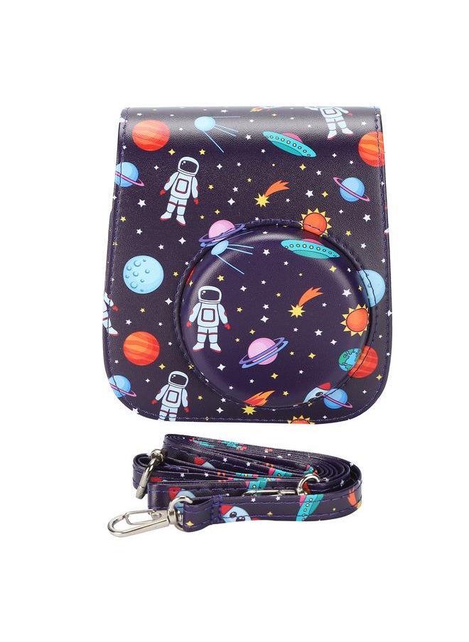 Thoraya Space Cartoon Pattern PU Leather Camera Case Bag with Strap Fit for Polaroid Mini11/9  - Image 1