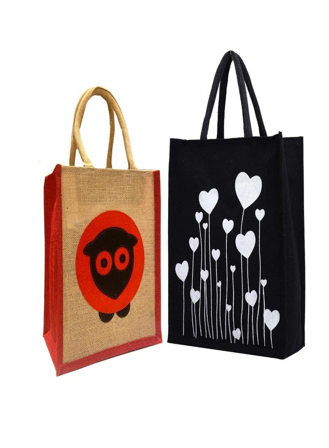ENSAC حقيبة يد/حقيبة تسوق متعددة الأغراض من الجوت صديقة للبيئة من إنساك للنساء والرجال (عبوة من قطعتين) - 14 - Image 1