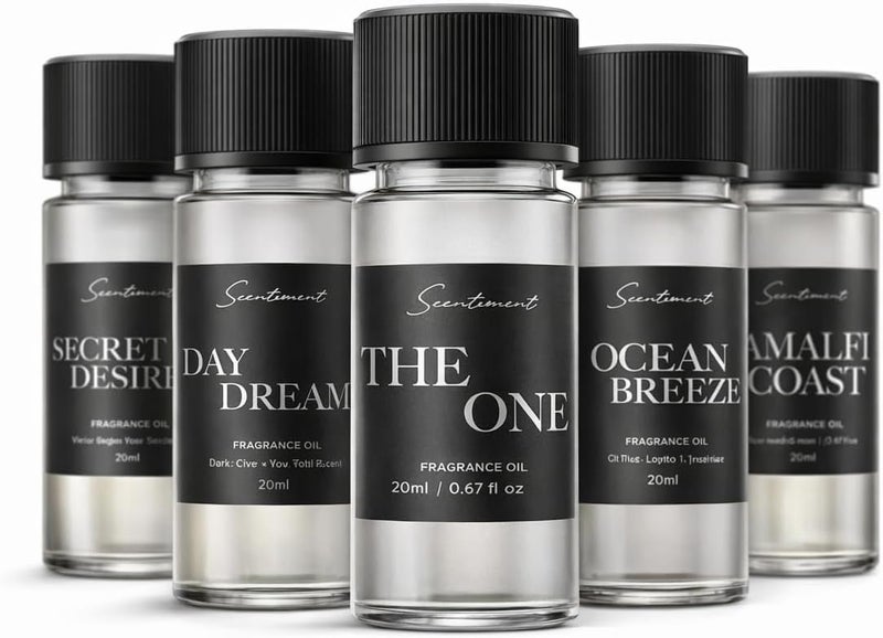 Scentiment Luxury Hotel Scents – 5 Diffuser Oil Set | Secret Desires, Day Dream, The One, Ocean Breeze & Amalfi Coast | Fresh Floral, Woody & Citrus Scents Home Fragrance Oils 5 x 0.68 fl oz (20 mL) - Image 1
