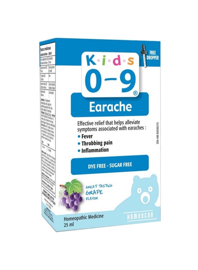 Kids 0-9 Earache Drops Grape Flavor 25ml – Homeopathic Medicine, Dye Free & Sugar Free