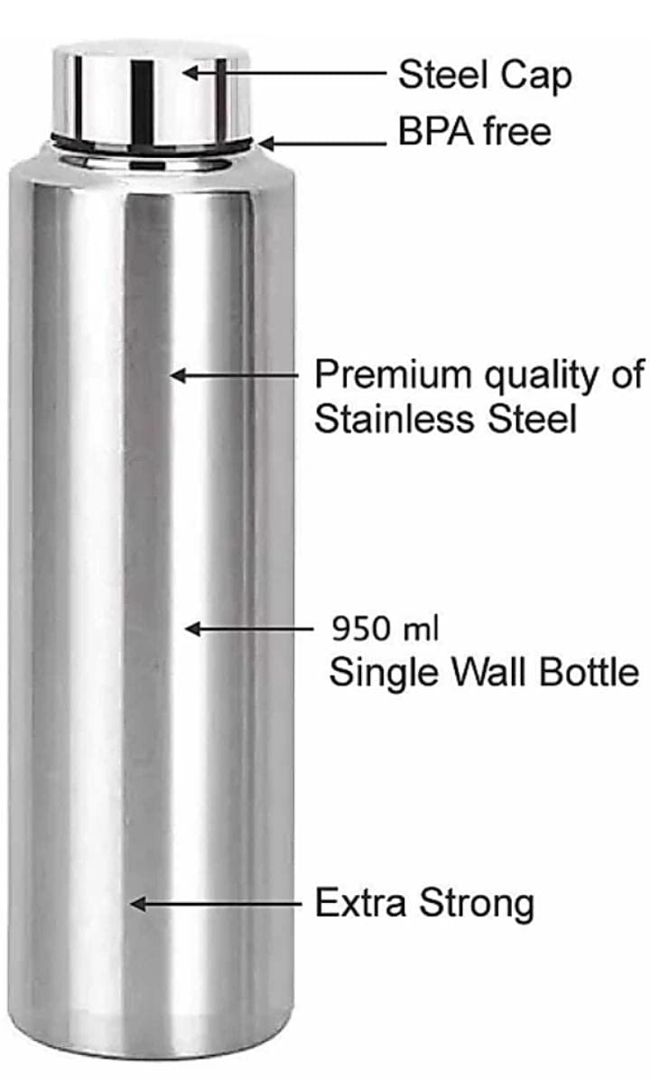 VISAXMI Stainless Steel Water Bottle 500ml 100 Leak Proof Rust Proof Fridge Water Bottle Refrigerator Water Bottle Gym Office Set of 2 - Image 4