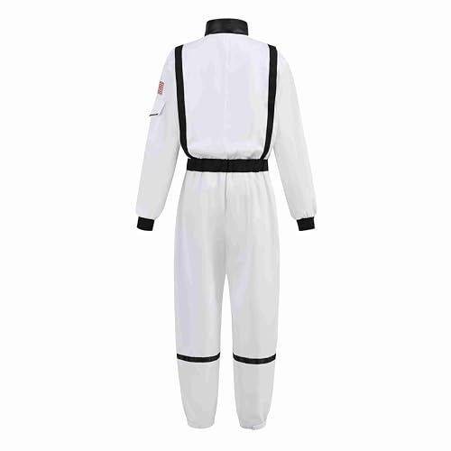 AGCOAH Women Astronaut Costume Adult White Spaceman Coverall Flight Jumpsuit Halloween Cosplay Dress Up Party L - Image 2