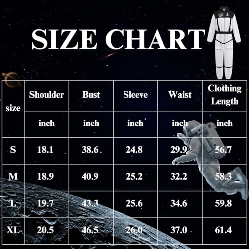 AGCOAH Women Astronaut Costume Adult White Spaceman Coverall Flight Jumpsuit Halloween Cosplay Dress Up Party L - Image 3
