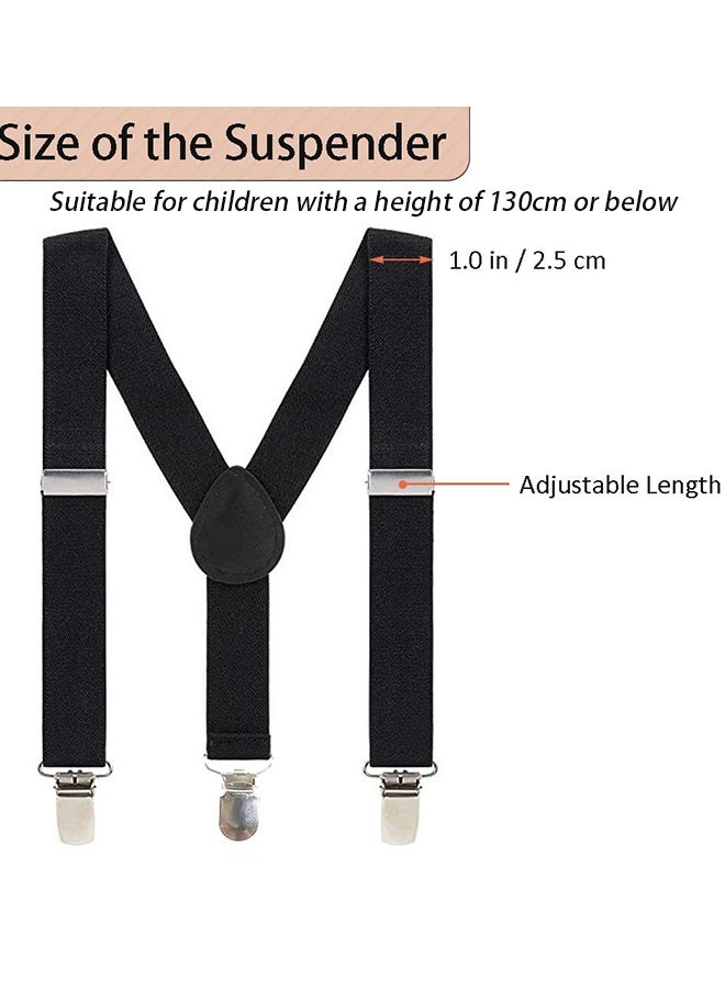 3 Pcs Kids Black Formal Accessory Kit,Adjustable Y-Back Suspenders Pre-Tied Bow Tie and Elastic Ring Necktie,Suit for Boys Girls Under 130 cm Wedding,Birthday,School Show,Graduation,Photoshoot,Formal Events - Image 5