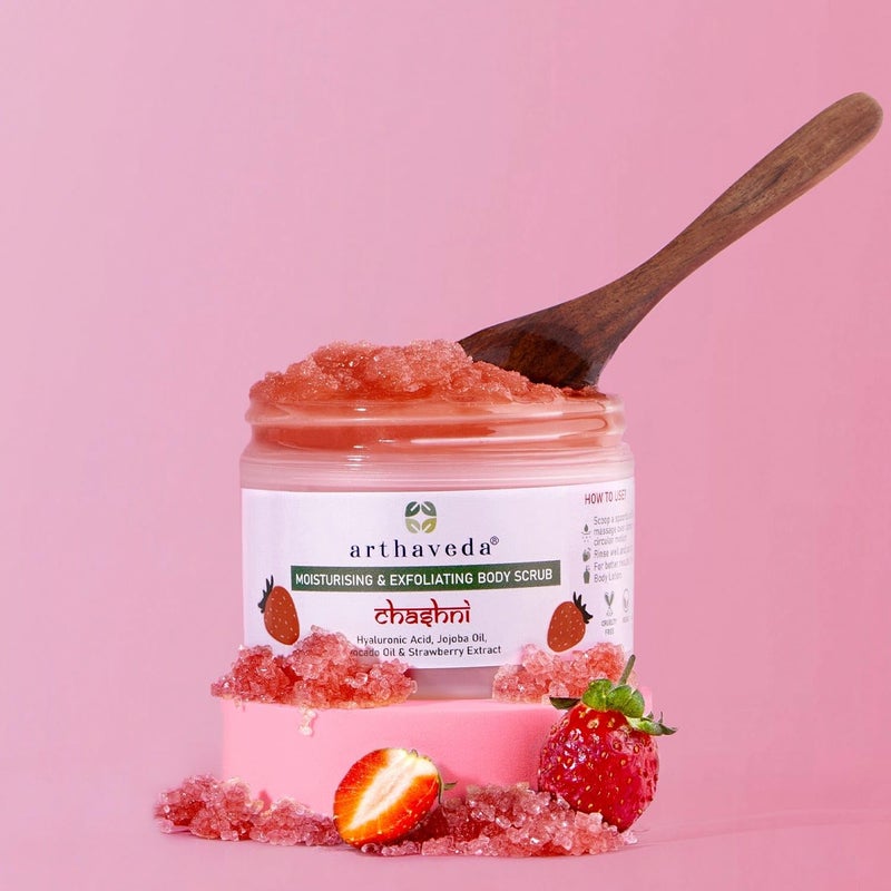 Arthaveda Moisturizing Exfoliating Body Scrub Chasani with Sugar Jojoba Oil Olive Oil for Exfoliation Removal of Dead Skin Cells For Soft Smooth Skin 200 g - Image 1