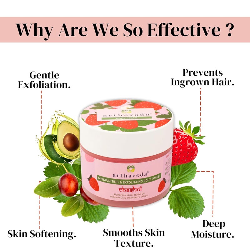 Arthaveda Moisturizing Exfoliating Body Scrub Chasani with Sugar Jojoba Oil Olive Oil for Exfoliation Removal of Dead Skin Cells For Soft Smooth Skin 200 g - Image 2