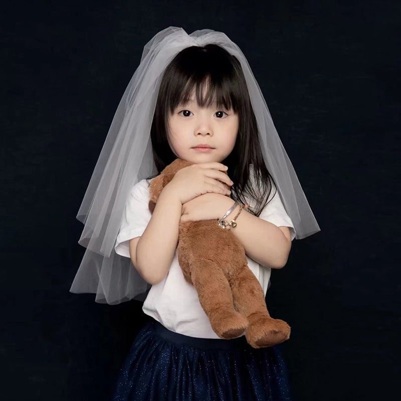 Generic Bridal Short Veil with Butterfly Bow Double-layer children's veil