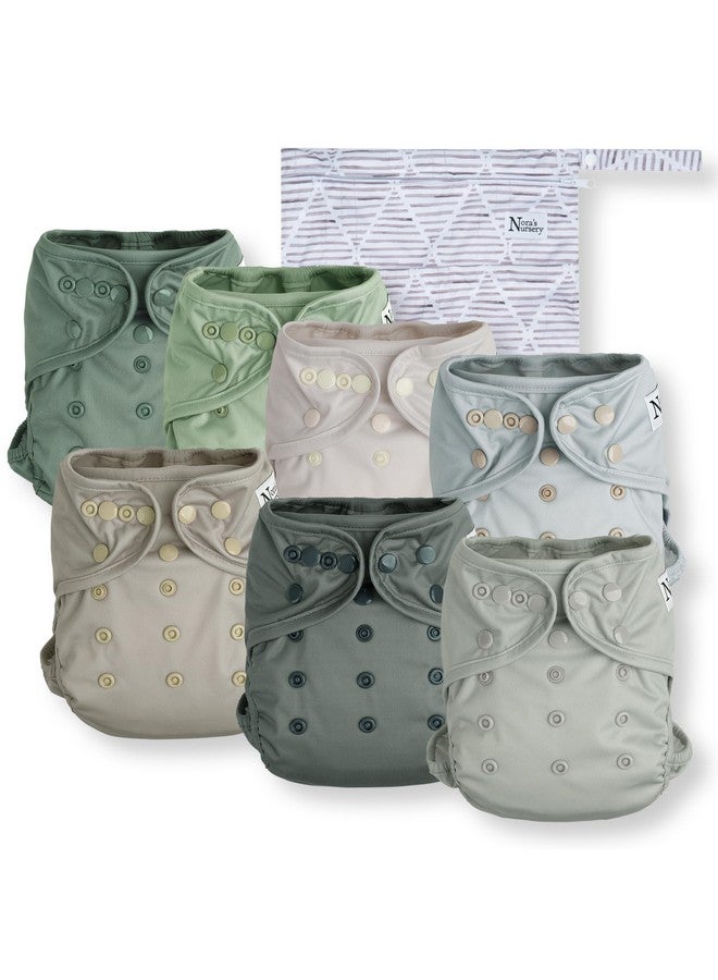 Nora's Nursery Cloth Diaper Cover, Reusable Cover with Snap Closure, Shell for Prefold, Flat, or Fitted Inserts, Includes Wet Bag - Morning Dew - Image 1