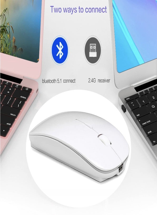 PEIBO Bluetooth Mouse for iPad Pro iPad Air Rechargeable Bluetooth Wireless Mouse for MacBook pro MacBook Air Mac Laptop Chromebook Windows Notebook MacBook HP PC DELL Desktop Computer (White) - Image 2