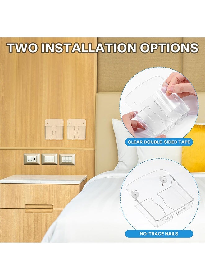 2Pcs Wall Mount Phone Holder Transparent Wall Phone Holder for Bed Self Adhesive Cell Phone Wall Holder with Charging Hole for Most Cell Phone, Bedside Remote Control Stand - Image 3