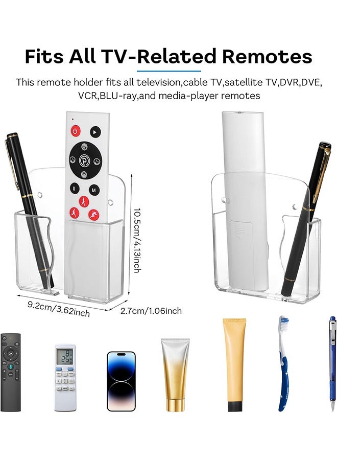 2Pcs Wall Mount Phone Holder Transparent Wall Phone Holder for Bed Self Adhesive Cell Phone Wall Holder with Charging Hole for Most Cell Phone, Bedside Remote Control Stand - Image 2