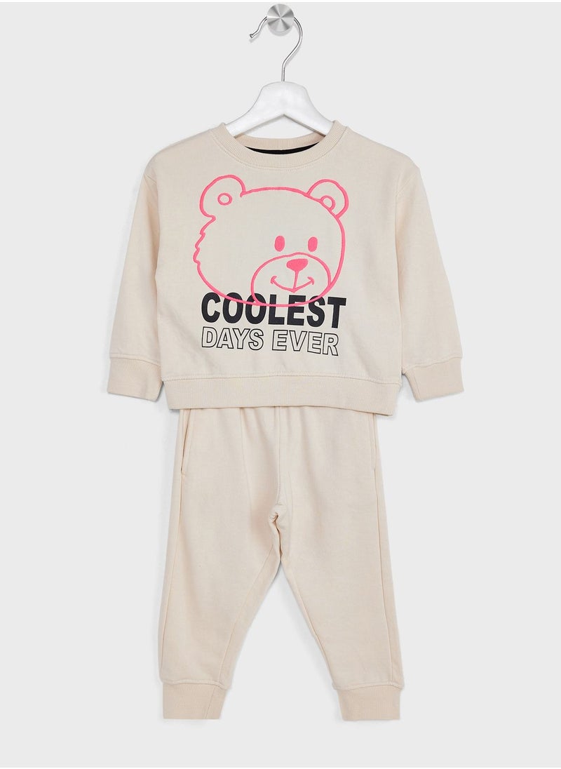 Ripples - Girls Casual Printed Sweatshirt And Jogger Set - Image 1