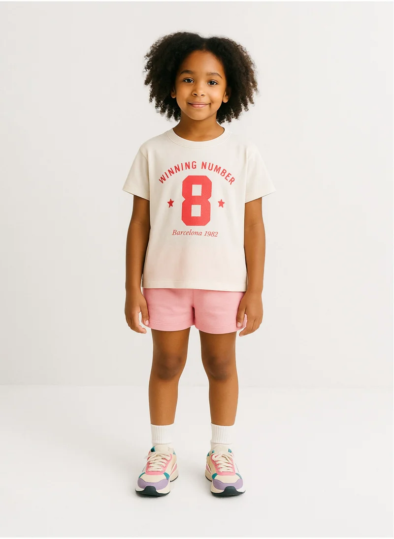 MINOTI Girls Short Sleeve T-Shirt with Rolled Cuffs