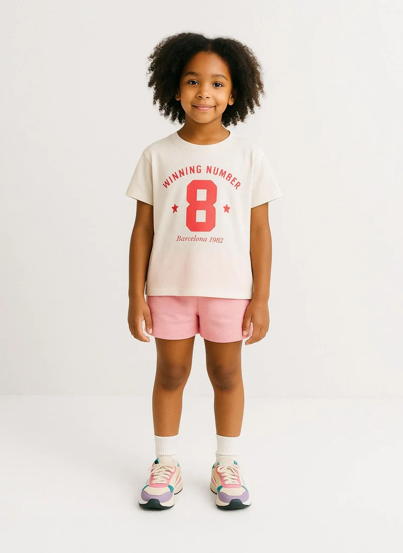 MINOTI Girls Short Sleeve T-Shirt with Rolled Cuffs