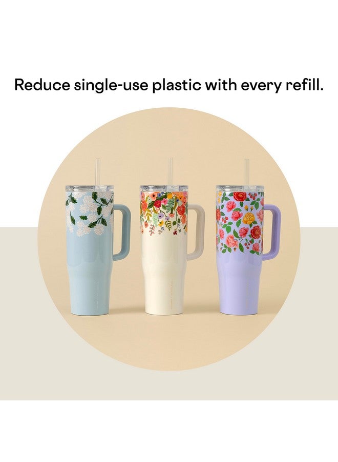 Corkcicle x Rifle Paper Co. Cruiser Insulated Tumbler with Handle and Straw, Garden Party Cream, 40 oz - Reusable Water Bottle Keeps Beverages Cold 20hrs, Hot 9hrs - Cupholder Friendly, Spill Proof - Image 5