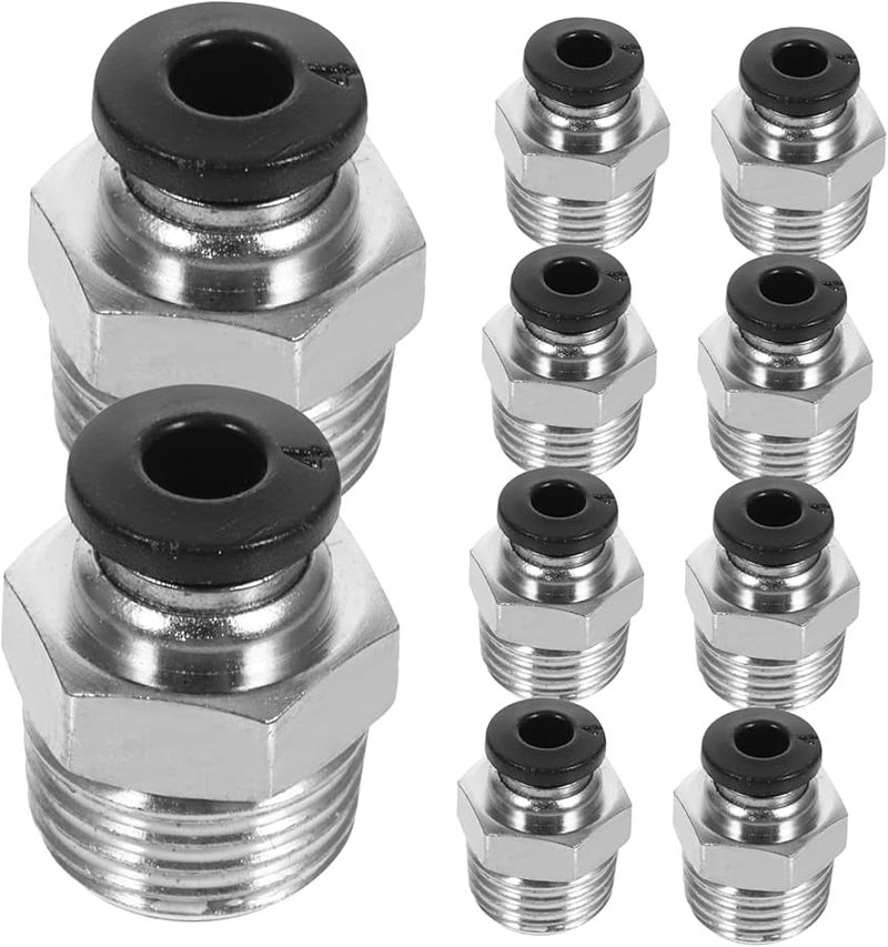 10Pcs Push To Connect Pneumatic Fittings Kit NPT Quick Release Connectors 1 4 Inch - Image 2