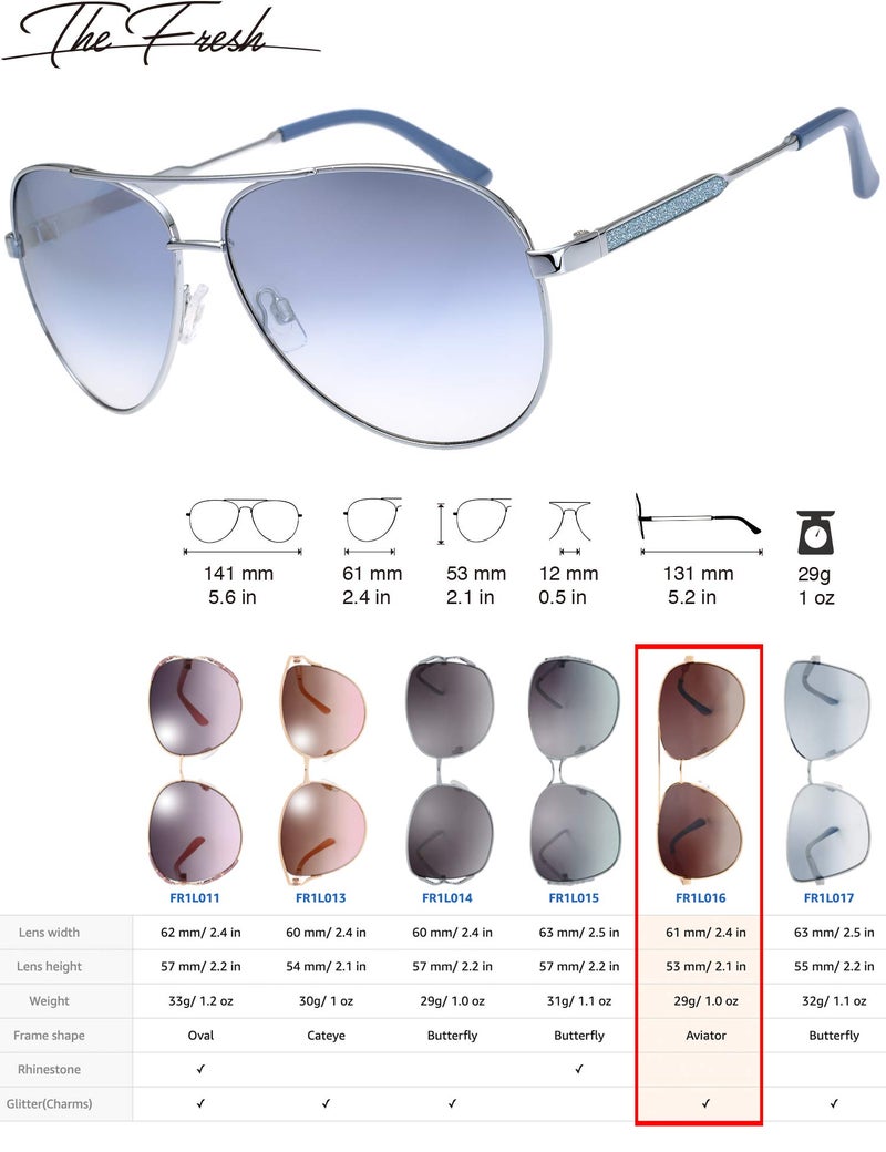 The Fresh Classic Crystal Elegant Women Beauty Design Sunglasses Gift Box (L161-Silver, Blue Gradient) - Image 2