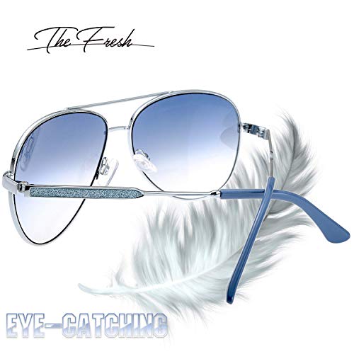 The Fresh Classic Crystal Elegant Women Beauty Design Sunglasses Gift Box (L161-Silver, Blue Gradient) - Image 3