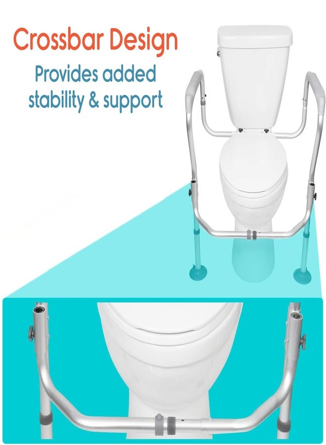 KosmoCare Aluminium Toilet Safety Frame - Medical Railing Helper For Elderly- Assist Handrail Grab Bar - Adjustable Height, Fits Most Toilet Seats,White - Image 4