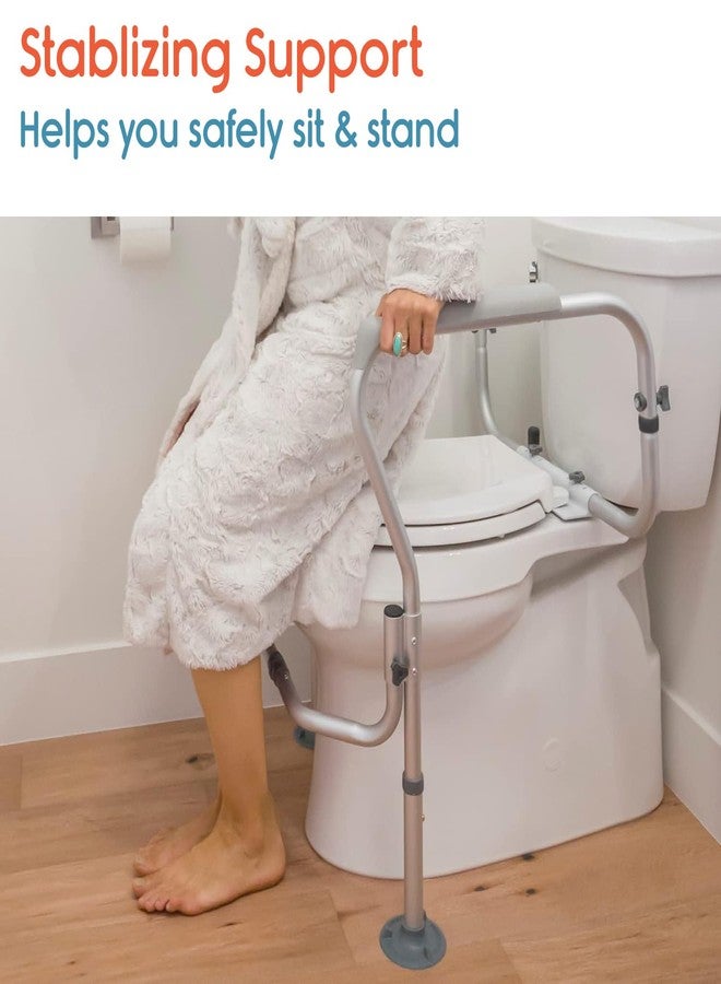 KosmoCare Aluminium Toilet Safety Frame - Medical Railing Helper For Elderly- Assist Handrail Grab Bar - Adjustable Height, Fits Most Toilet Seats,White - Image 2